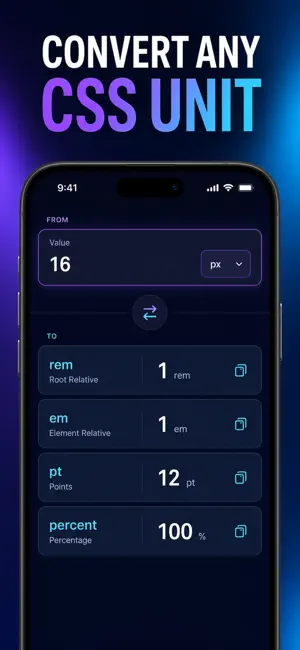 px to rem: CSS Unit Converter screenshot 1