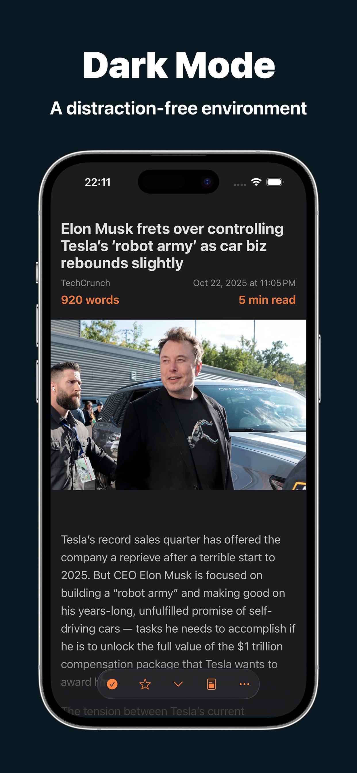Dark Mode
A distraction-free environment