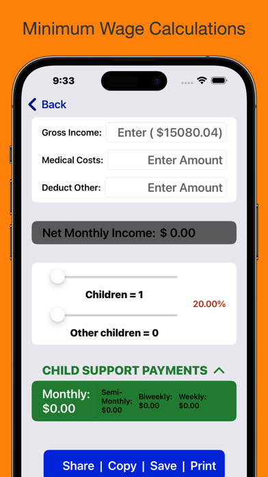 Child Support Calc Screenshot