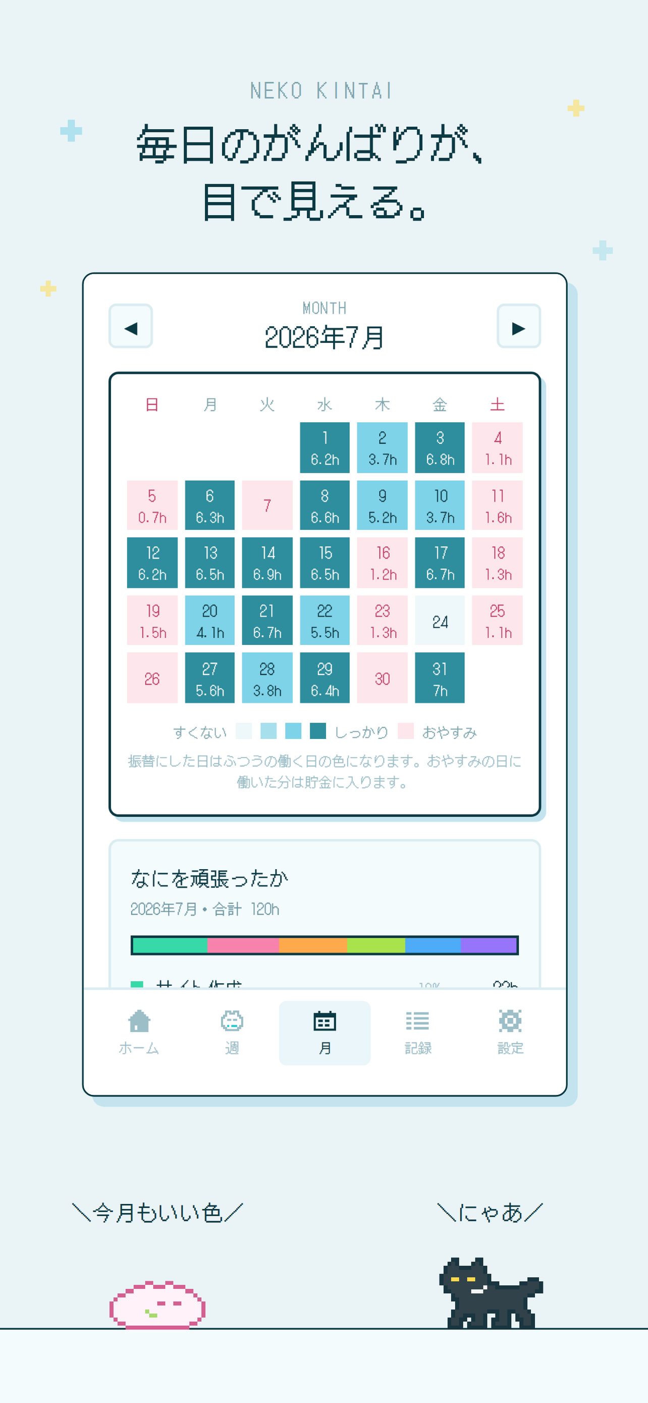 ねこ勤怠 作業記録をつけるにゃー screenshot 3
