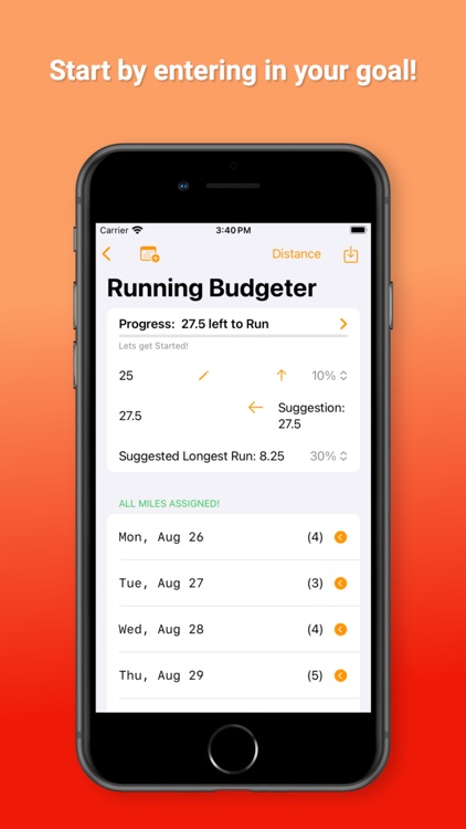 Fitness Budgeter - Weekly Plan