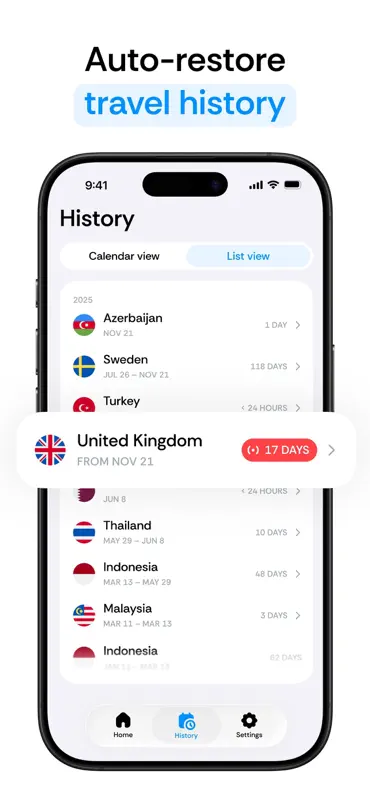 Country Days Tracker: Bounded screenshot 2 of 5