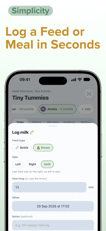 Tiny Tummies: Feed & Nappy Log screenshot 3 of 7