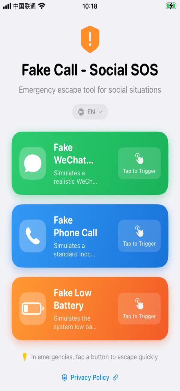 Screenshot #1 pour Fake Call - Social SOS