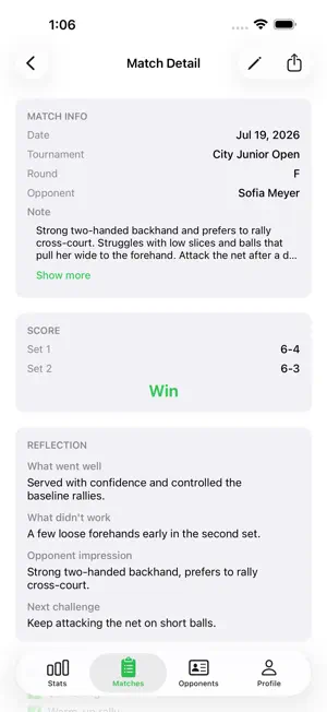 MatchLog for Tennis Players screenshot 3