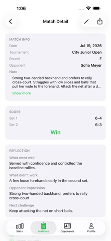 MatchLog for Tennis Players Screenshot 3 of 5