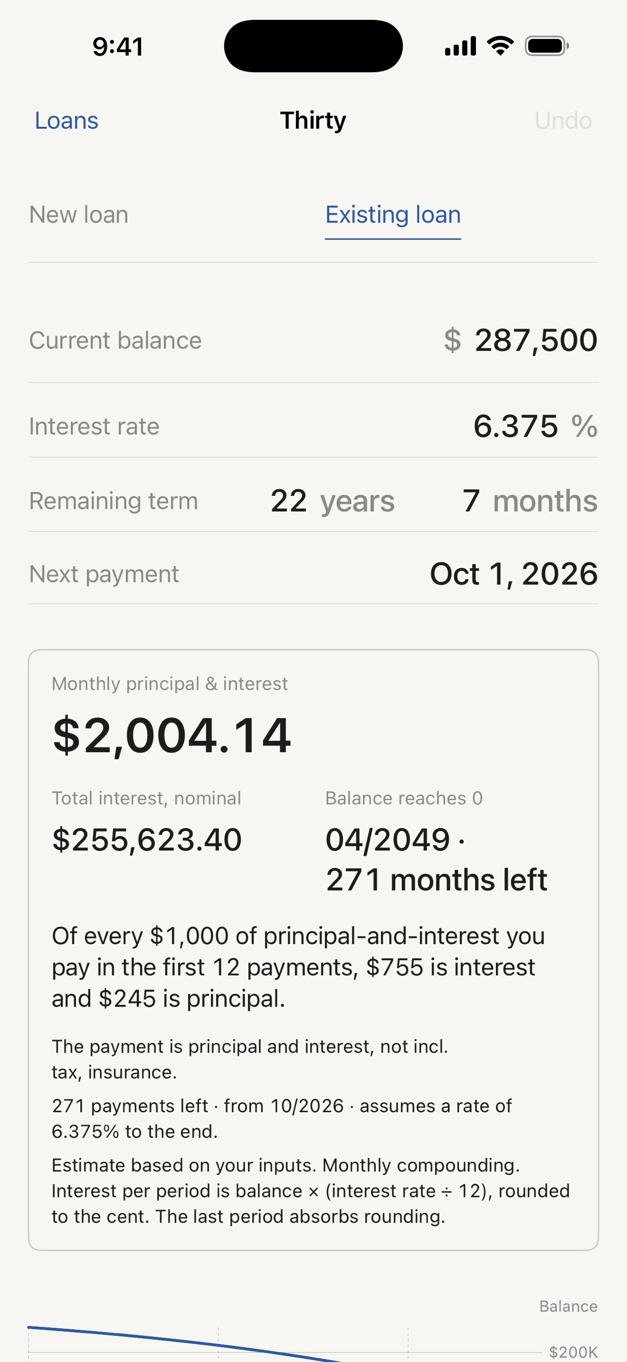 Screenshot 2 of Thirty: Loan What-If