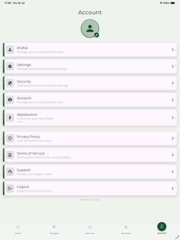 Oleq Pay iPad screenshot