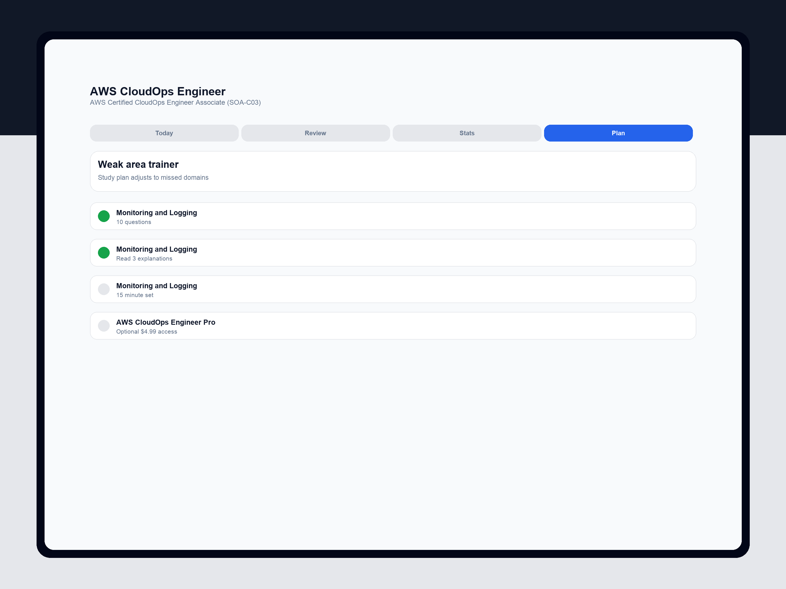 SOA-C03 Practice Test screenshot 12