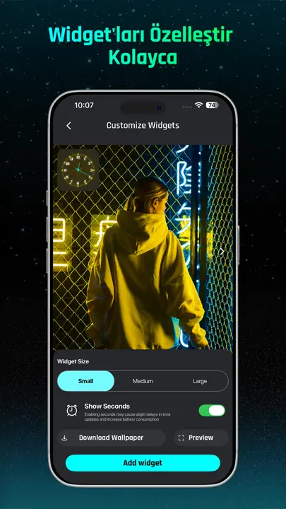 Dijital Neon Gece Saati iPhone Ekran Görüntüsü 5