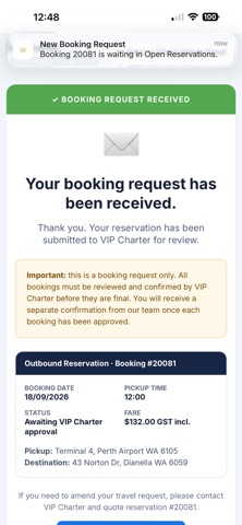 VIP Charter Bookings iPhone screenshot