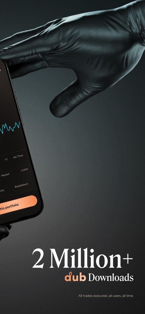 dub: Copy Real Investors - This tool demonstrates widespread adoption with over 2 million downloads and highlights the total trades executed across all users.