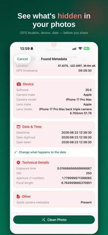 PrivPix - Remove EXIF & GPS iPhone screenshot