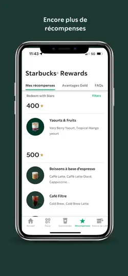Capture d'écran de Starbucks France sur iPhone 2
