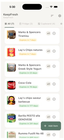 KeepFresh: Expiry Tracker iPhone screenshot