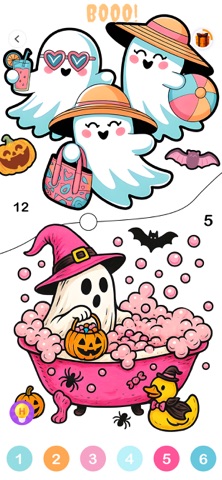 Halloween Color by Number Game iPhone screenshot