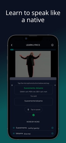 LyricFluent: Learn Languages iPhone screenshot