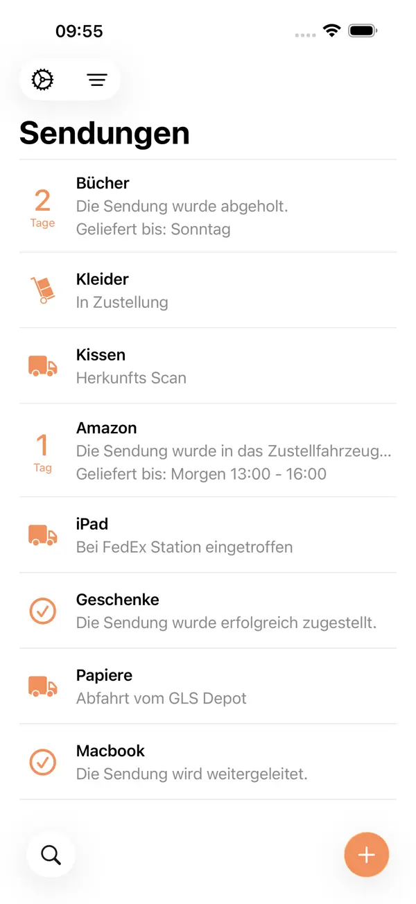 Parcel - Delivery Tracking iPhone App Screenshot 1 – Shopping