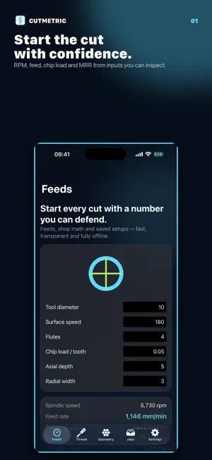 CutMetric: CNC Feeds & Math screenshot 1