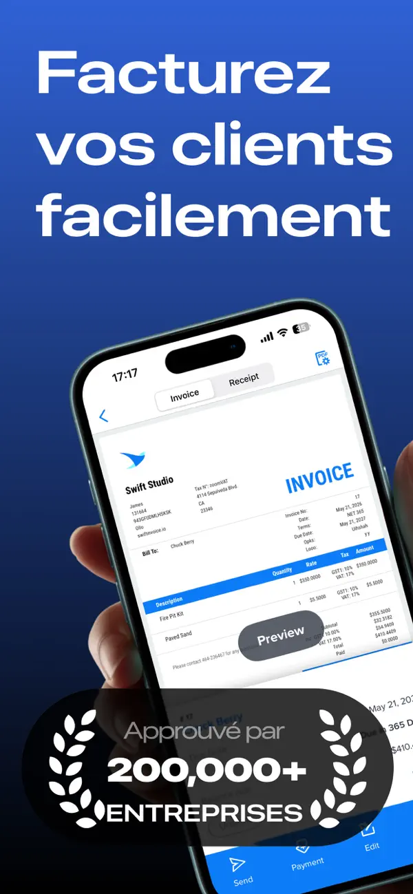 Screenshot #1 pour Swift Invoice: Créer Factures
