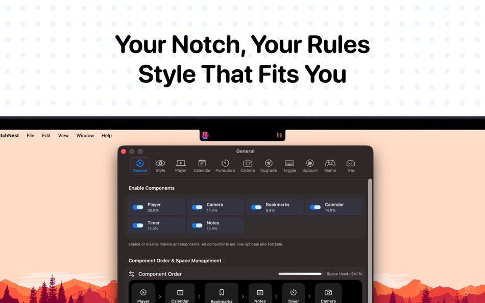 #2. NotchNest - Power Your Notch (macOS) Podle: Satnam Singh