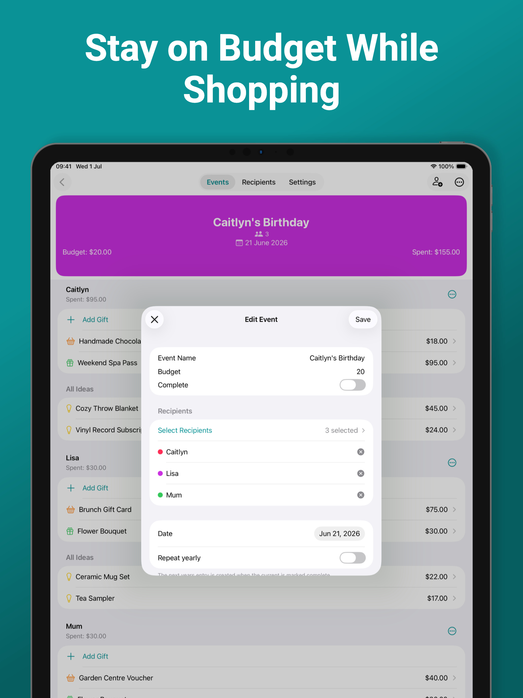 Gift List: Budget Tracker screenshot 7