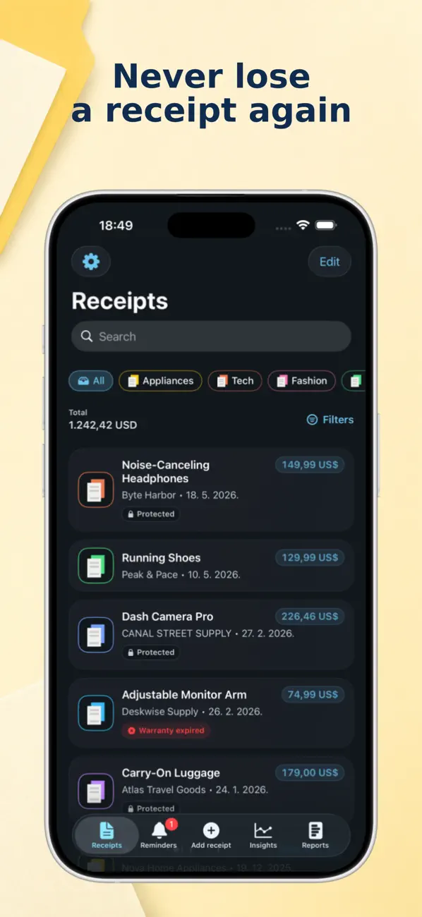 Screenshot #1 pour Keep Receipt
