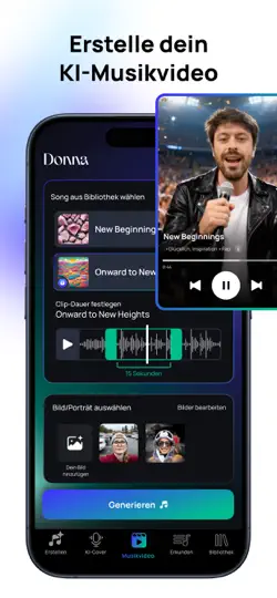 Screenshot von Donna KI Lied Musik Generator auf dem iPhone 4