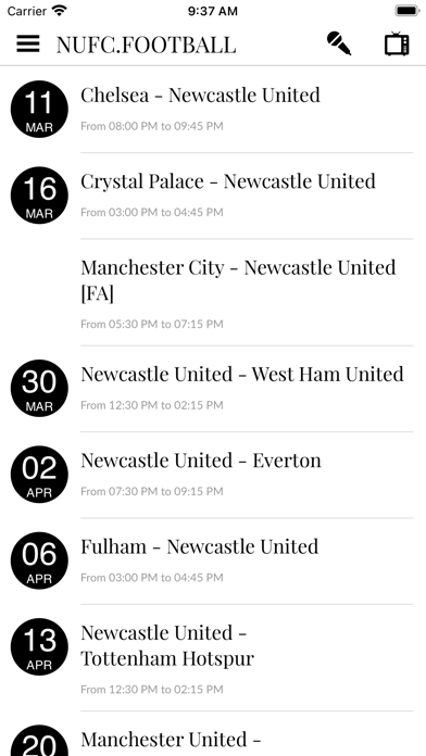 NUFC FOOTBALL Screenshot