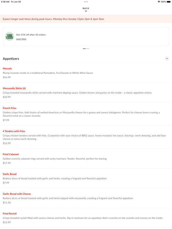 Tonino's iPad screenshot 3 - Food & Drink app