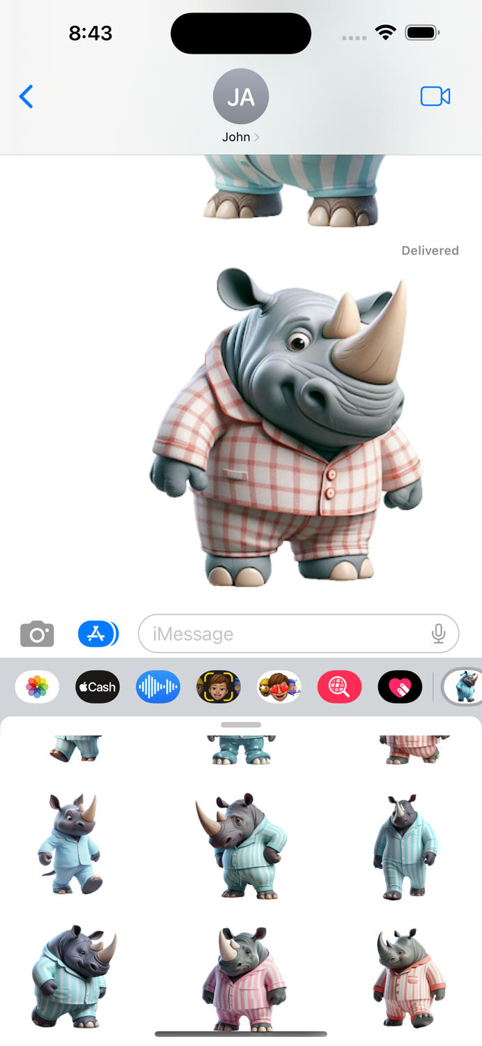 Pyjama Rhino Stickers