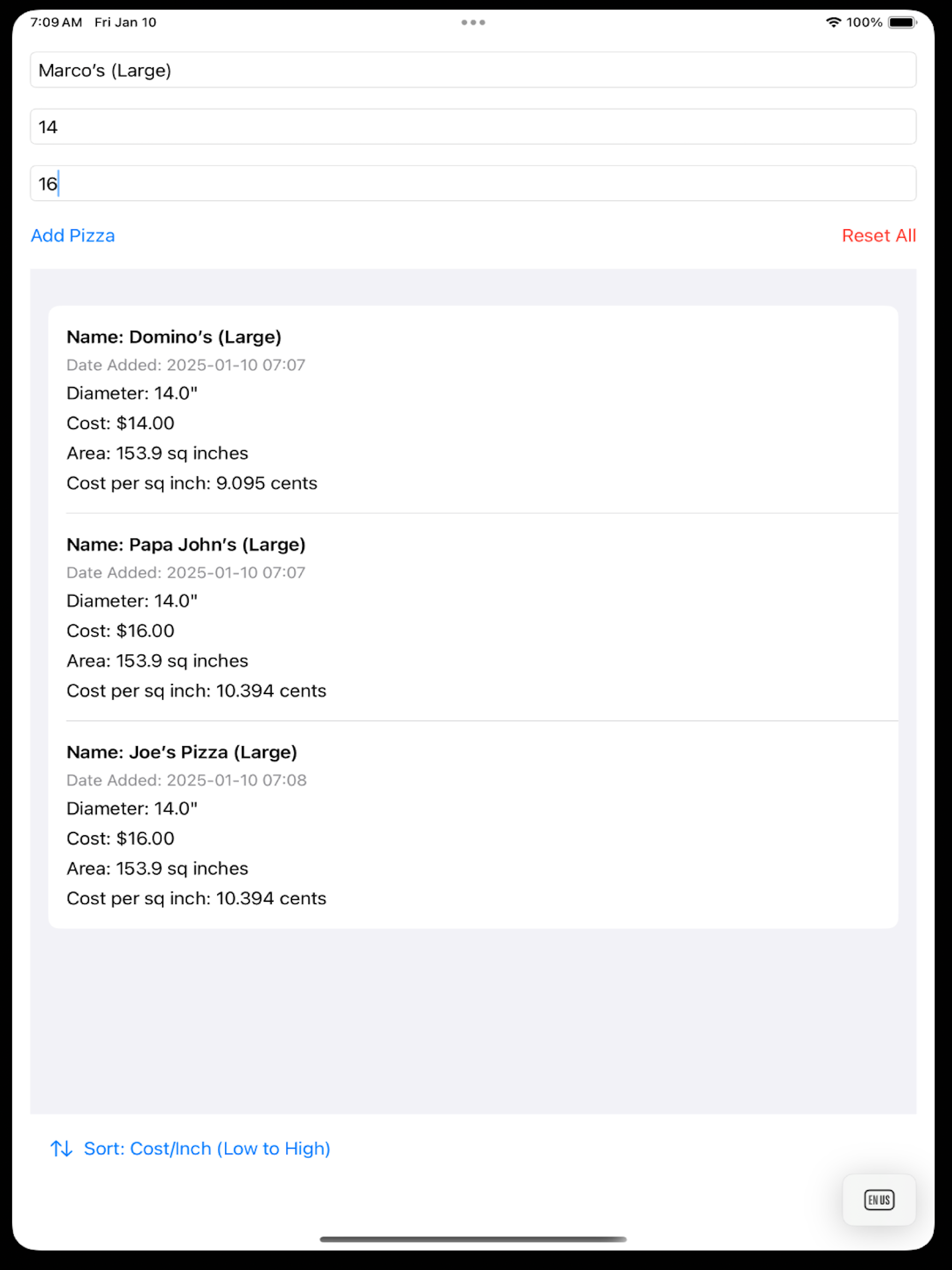 PizzaPriceCalculator screenshot 5
