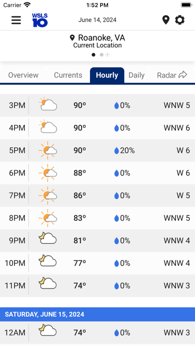 WSLS 10 Roanoke Weather Screenshot