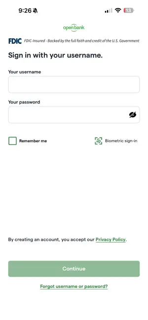 Open Bank Mobile screenshot 1