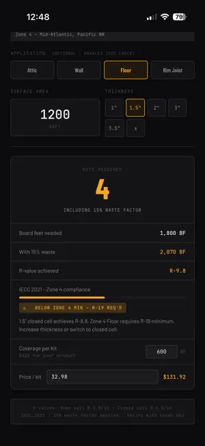 Spray Foam Pro-Insulation Calc screenshot 4