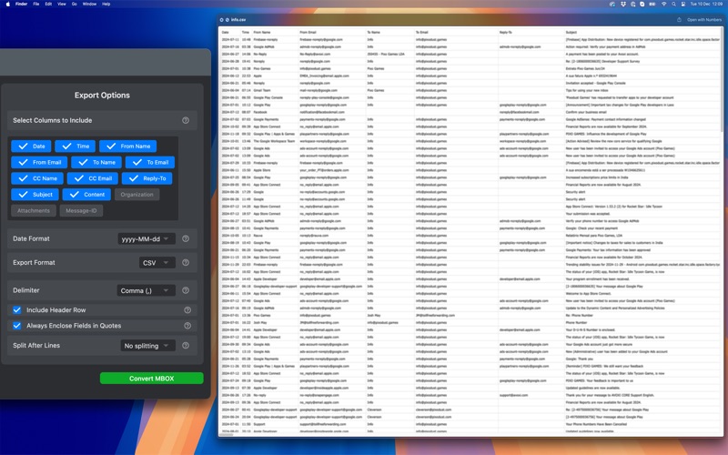 MBOX to CSV - Data Extractor iPhone screenshot