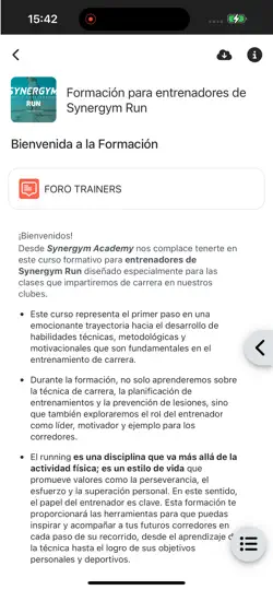 Captura de pantalla de Synergym Academy en iPhone 2