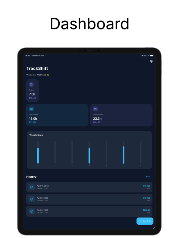TrackShift iPad screenshot