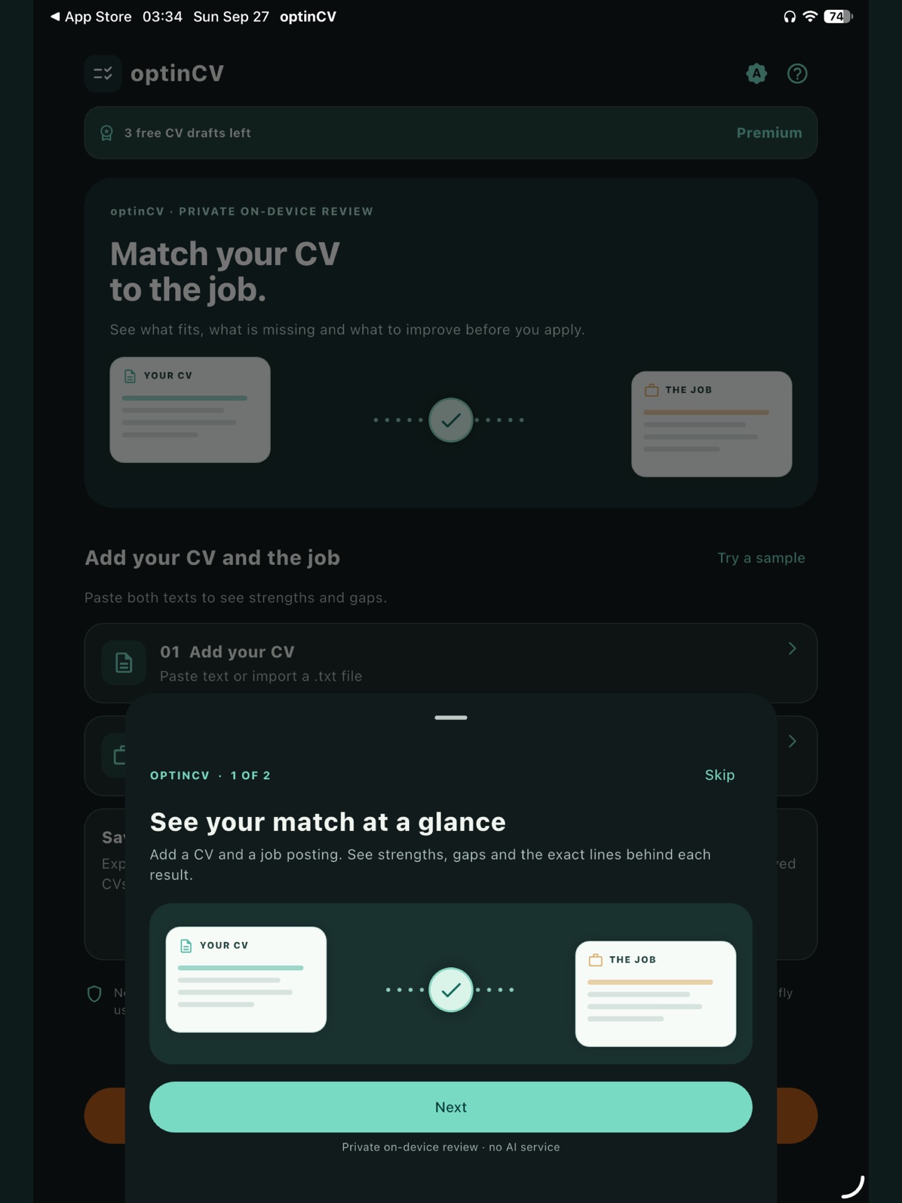 Screenshot 9 of optinCV: CV-to-Job Match