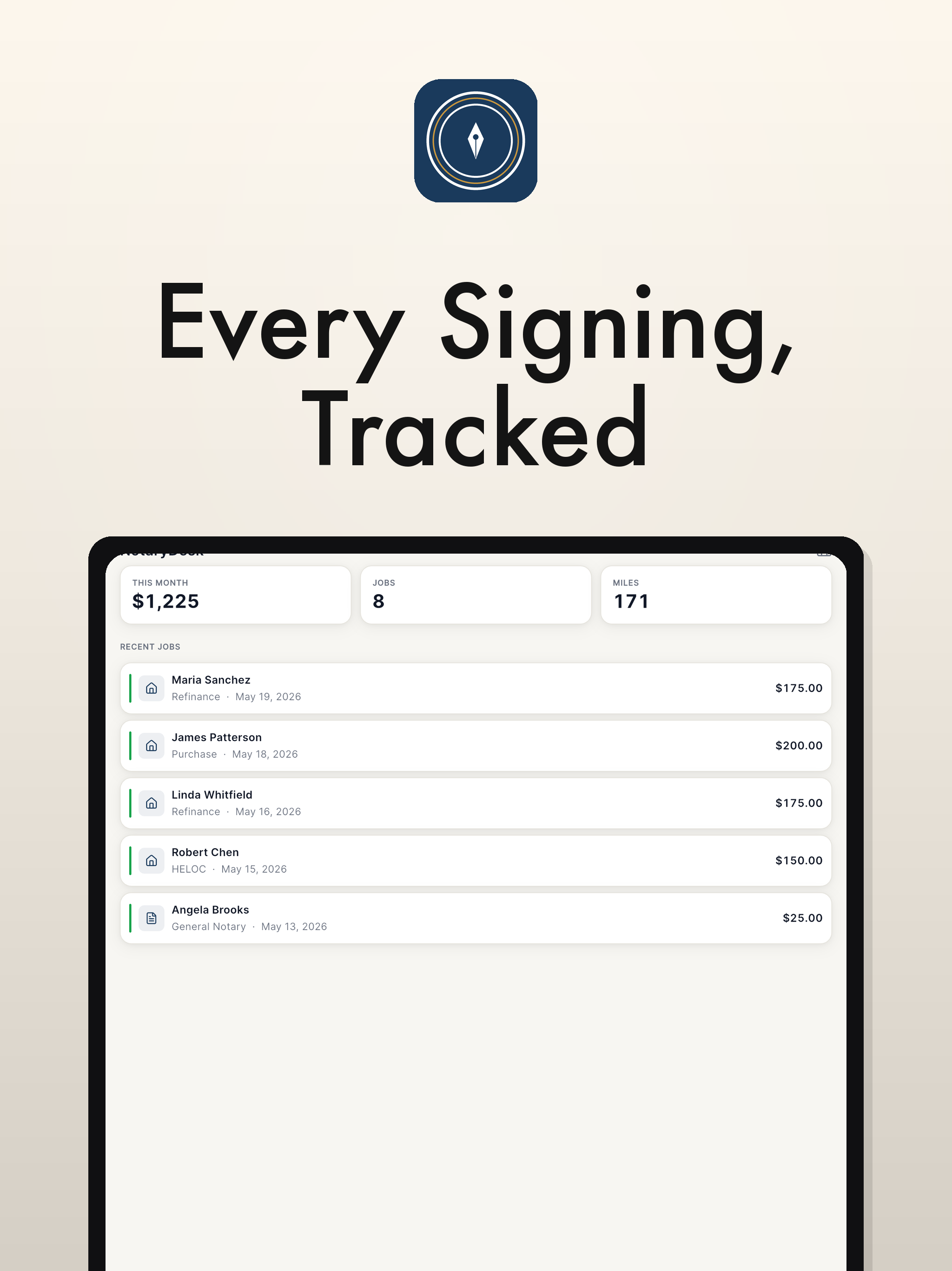 NotaryDesk: Job Log + CSV
