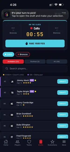 Sports League Draft screenshot 2