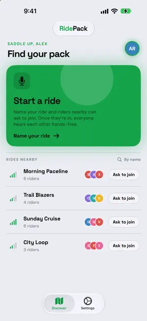 RidePack - Group Ride Voice screenshot 1