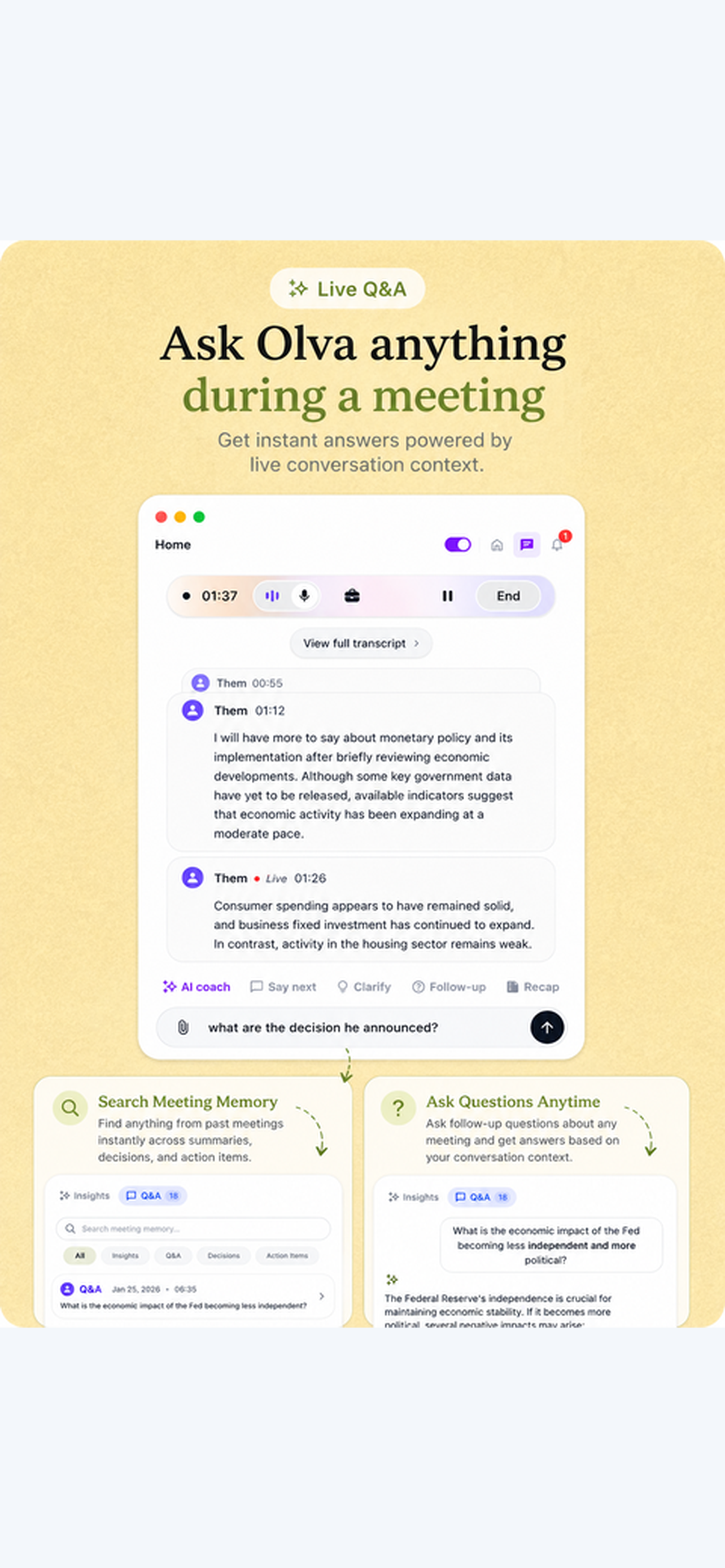 OLVA:Live AI Meeting Assistant screenshot 5