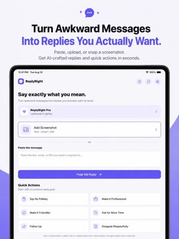 ReplyRight: AI Reply Assistant iPad screenshot