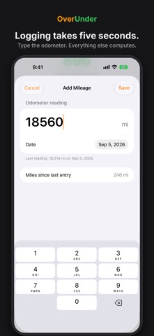 OverUnder — Lease Mile Tracker Screenshot 5 of 6