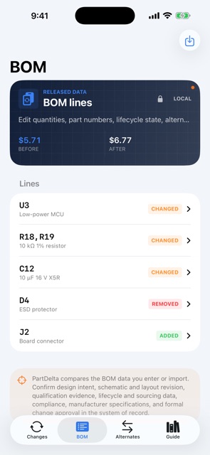 PartDelta: BOM Revision screenshot 3