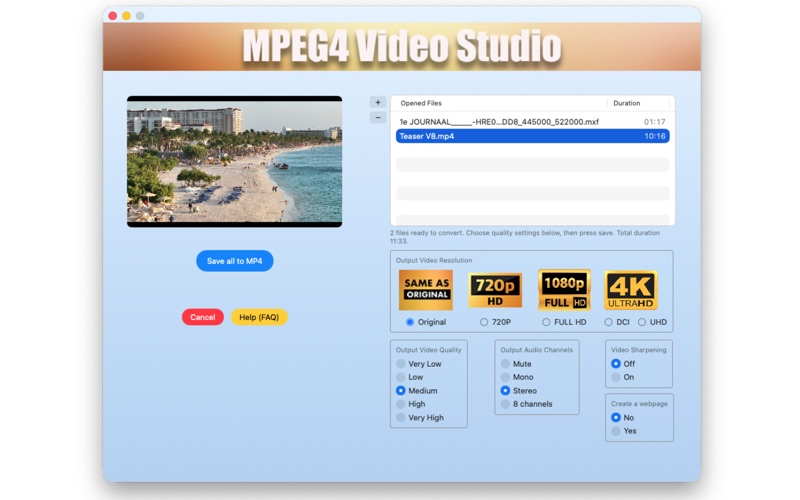 MPEG4 Video Studio app screenshot