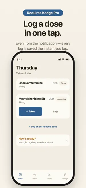 Kedge: ADHD Meds & Symptoms screenshot 1