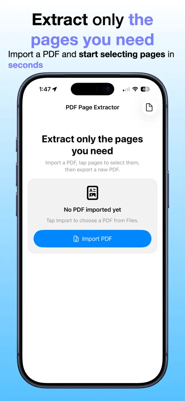 Screenshot #1 pour PDF Page Extractor