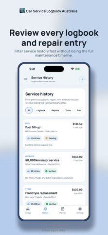 Car Service Logbook Australia iPhone screenshot